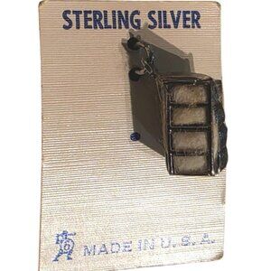 Vintage Sterling Silver Bell Charm Made In U.S.A. Rectangular Shape Textured